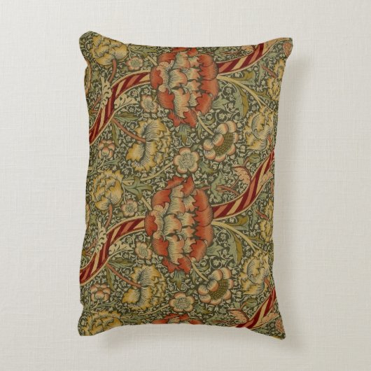 ウィリアムモリスワンルイングリッシュフローラダマスクデザイン アクセントクッション (裏面(縦))