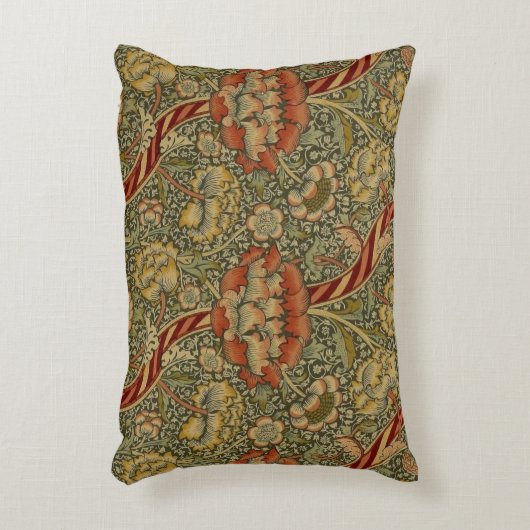 ウィリアムモリスワンルイングリッシュフローラダマスクデザイン アクセントクッション (正面(垂直))