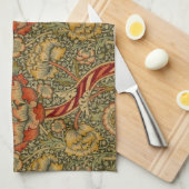 ウィリアムモリスワンルイングリッシュフローラダマスクデザイン キッチンタオル (四つ折り)