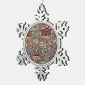 ウィリアムモリスワンルイングリッシュフローラダマスクデザイン スノーフレークピューターオーナメント (右)