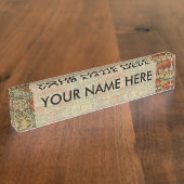 ウィリアムモリスワンルイングリッシュフローラダマスクデザイン デスクネームプレート (側面)