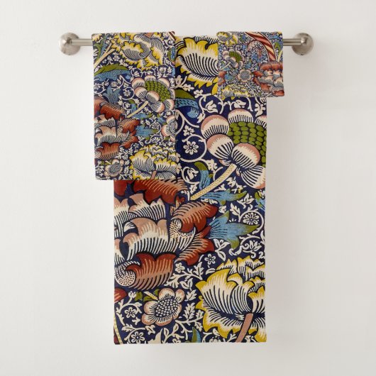 ウィリアムモリスワンルイングリッシュフローラダマスクデザイン バスタオルセット (インサイチュ)