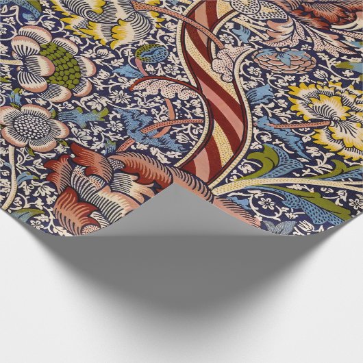 ウィリアムモリスワンルイングリッシュフローラダマスクデザイン ラッピングペーパー (角)