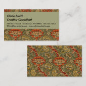 ウィリアムモリスワンルイングリッシュフローラダマスクデザイン 名刺 (正面/裏面)