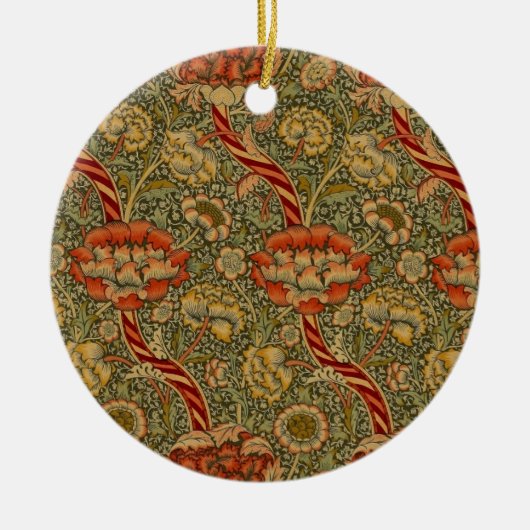ウィリアムモリスワンレイングリッシュフローラデザイン セラミックオーナメント (正面)