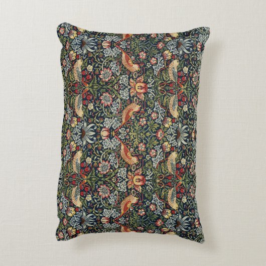 ウィリアムモリスヴィンテージイチゴ泥棒バードブルー アクセントクッション (裏面(縦))