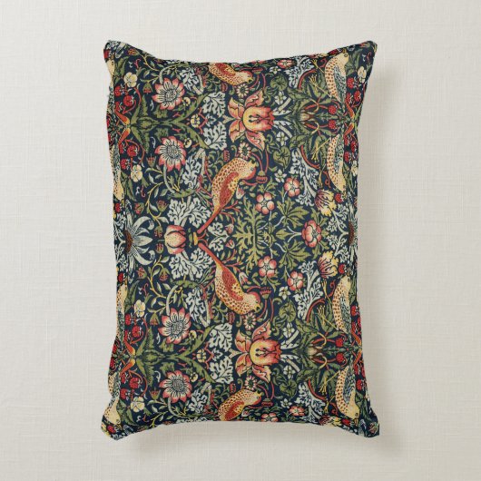 ウィリアムモリスヴィンテージイチゴ泥棒バードブルー アクセントクッション (正面(垂直))