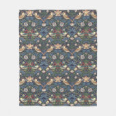 ウィリアムモリスヴィンテージイチゴ泥棒パターン フリースブランケット (正面)