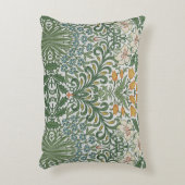 ウィリアムモリスヴィンテージガーデングリーンブルーイエロー アクセントクッション (正面(垂直))