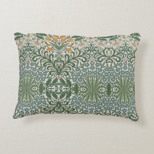 ウィリアムモリスヴィンテージガーデングリーンブルーイエロー アクセントクッション (裏面)