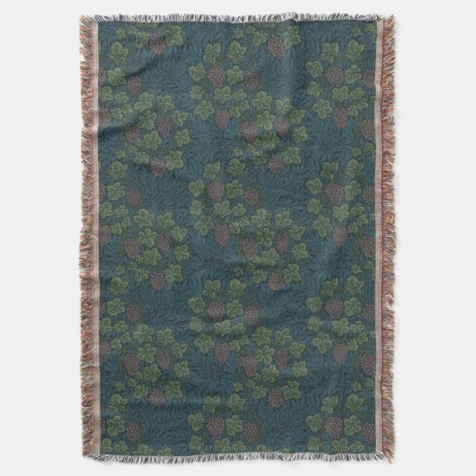 ウィリアムモリスヴィンテージグレープつる植物パターン スローブランケット (正面縦)