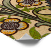 ウィリアムモリスヴィンテージゴールデンリリーフローラデザイン ポスター (角)