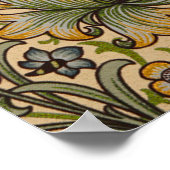 ウィリアムモリスヴィンテージゴールデンリリーフローラデザイン ポスター (角)