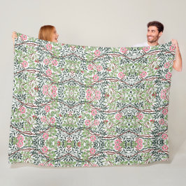 ウィリアムモリスヴィンテージスウィートブリアバラの葉 フリースブランケット