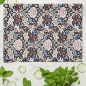 ウィリアムモリスヴィンテージセブンブルーフローラ花 キッチンタオル (折り畳み)