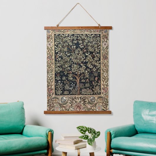 ウィリアムモリスヴィンテージツリー&バード 吊り下げ型タペストリー (リビング)