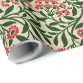 ウィリアムモリスヴィンテージデイジーフラワーズピンクグリーン ラッピングペーパー (ロールコーナー)