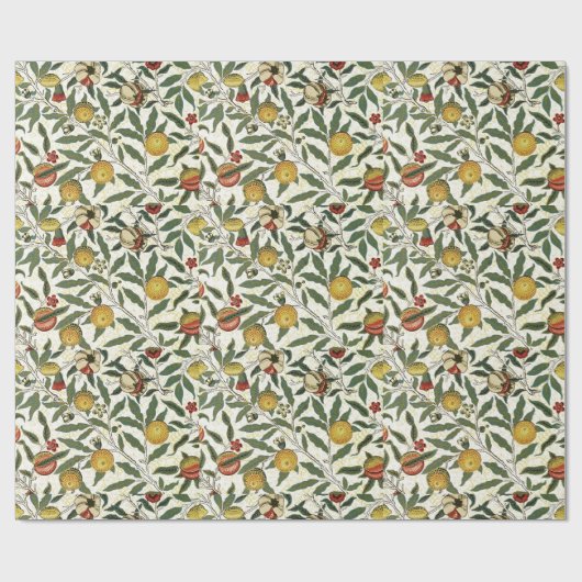 ウィリアムモリスヴィンテージフルーツイエローレッドグリーン ラッピングペーパー (フラット)