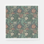 ウィリアムモリスヴィンテージフローラピンクグリーンコンプトン スタンダードランチョンナプキン (正面)