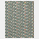 ウィリアムモリスヴィンテージフローラピンクグリーンコンプトン フリースブランケット (正面)