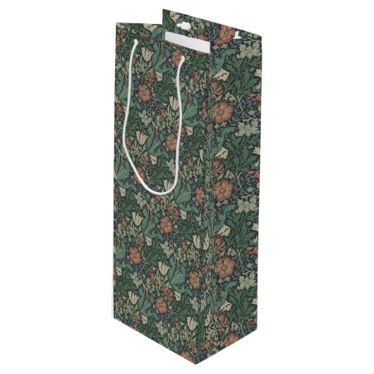 ウィリアムモリスヴィンテージフローラピンクグリーンコンプトン ワインギフトバッグ (正面アングル)