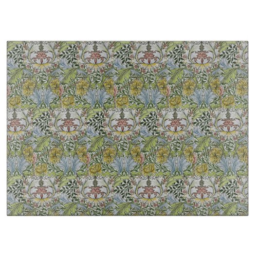 ウィリアムモリスヴィンテージフローラピンクグリーンマートル カッティングボード (正面)