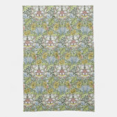 ウィリアムモリスヴィンテージフローラピンクグリーンマートル キッチンタオル (縦)