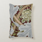 ウィリアムモリスヴィンテージフローラフラワーホワイトレッド アクセントクッション (正面(垂直))