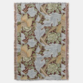 ウィリアムモリスヴィンテージフローラフラワーホワイトレッド スローブランケット (正面縦)