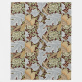 ウィリアムモリスヴィンテージフローラフラワーホワイトレッド フリースブランケット (正面)