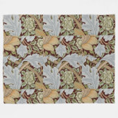 ウィリアムモリスヴィンテージフローラフラワーホワイトレッド フリースブランケット (正面(横))