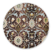 ウィリアムモリスヴィンテージフローラブラウンブルーグリーン セラミックノブ (正面)