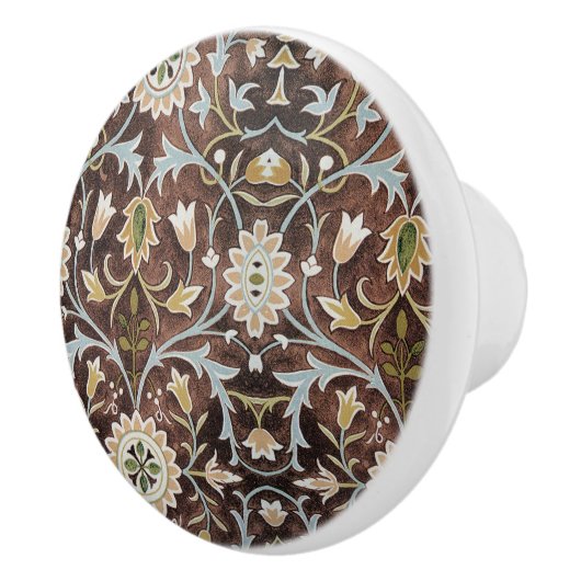 ウィリアムモリスヴィンテージフローラブラウンブルーグリーン セラミックノブ (右)