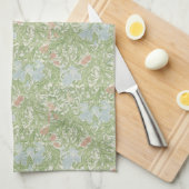 ウィリアムモリスヴィンテージフローラブルーグリーンピンクアイリス キッチンタオル (四つ折り)