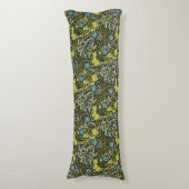 ウィリアムモリスヴィンテージフローラブルーグリーンワカメ ボディピロー (正面縦)