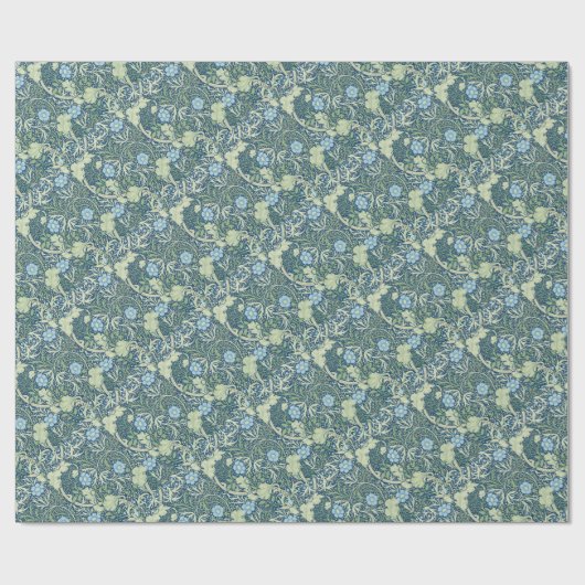 ウィリアムモリスヴィンテージフローラブルーグリーンワカメ ラッピングペーパー (フラット)