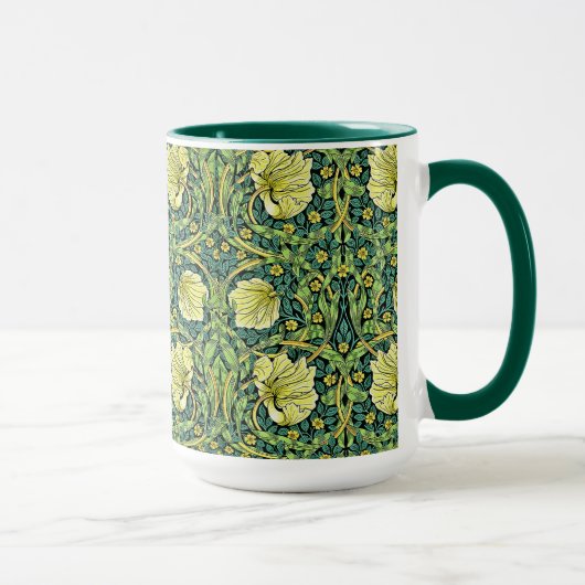 ウィリアムモリスヴィンテージフローラルパターンイエローグリーン マグカップ (右)