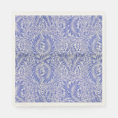 ウィリアムモリスヴィンテージフローラルパターンブルーホワイト スタンダードランチョンナプキン (正面)