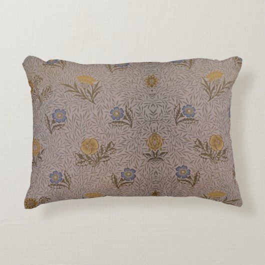 ウィリアムモリスヴィンテージフローラルパターンブロージブルー アクセントクッション (正面)