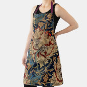 ウィリアムモリスヴィンテージフローラルパターンレッドブルー エプロン (インサイチュ)