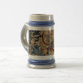 ウィリアムモリスヴィンテージフローラルパターンレッドブルー ビールジョッキ (正面左)