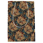 ウィリアムモリスヴィンテージフローラルパターンレッドブルー ミディアムペーパーバッグ (正面)