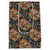 ウィリアムモリスヴィンテージフローラルパターンレッドブルー ミディアムペーパーバッグ (裏面)