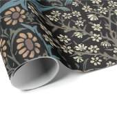 ウィリアムモリスヴィンテージブラックソーンパターン ラッピングペーパー (ロールコーナー)