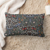 ウィリアムモリスヴィンテージブラックソーンフローラルパターン ランバークッション (ブランケット)