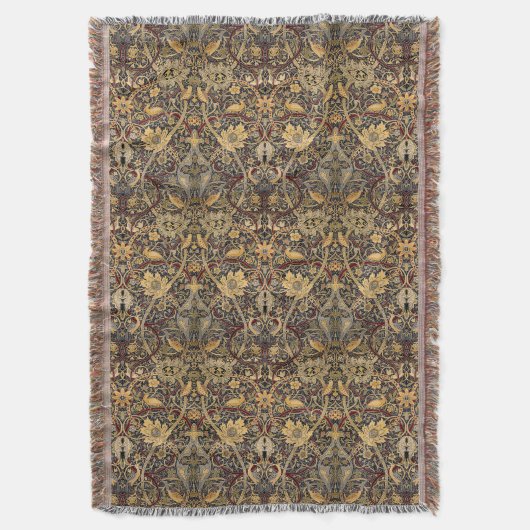 ウィリアムモリスヴィンテージブルマーズウッドカーペットパターン スローブランケット (正面縦)