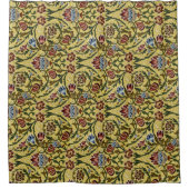 ウィリアムモリスヴィンテージブルーグリーンレッド シャワーカーテン (正面)