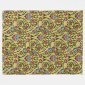 ウィリアムモリスヴィンテージブルーグリーンレッド フリースブランケット (正面(横))