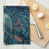 ウィリアムモリスヴィンテージブルーバードパターン キッチンタオル (四つ折り)