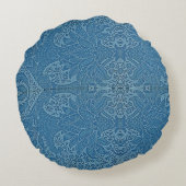 ウィリアムモリスヴィンテージブルーフローラルパターン ラウンドクッション (裏面)